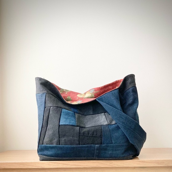 Joodito Handbags - joodito origami boro crossbody bag japanese denim patchwork oversized slouchy